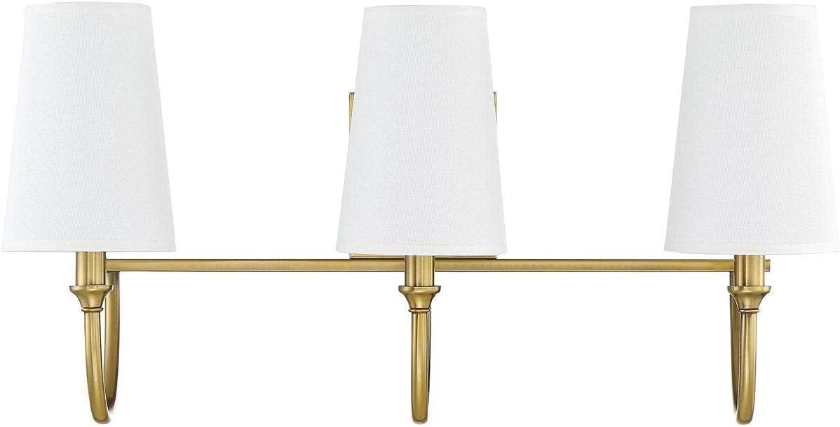 Cameron Warm Brass 3-Light Curved Arm Bathroom Vanity Light