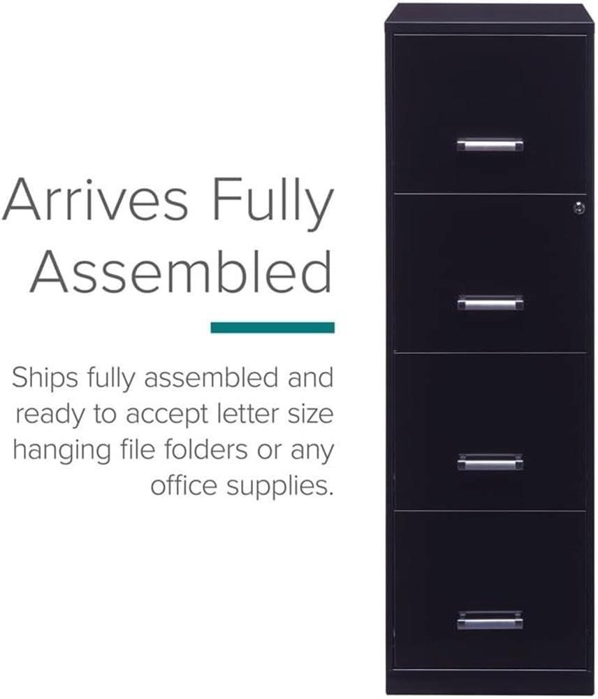 Scranton & Co 18" 4 Drawer Metal Letter File Cabinet in Black