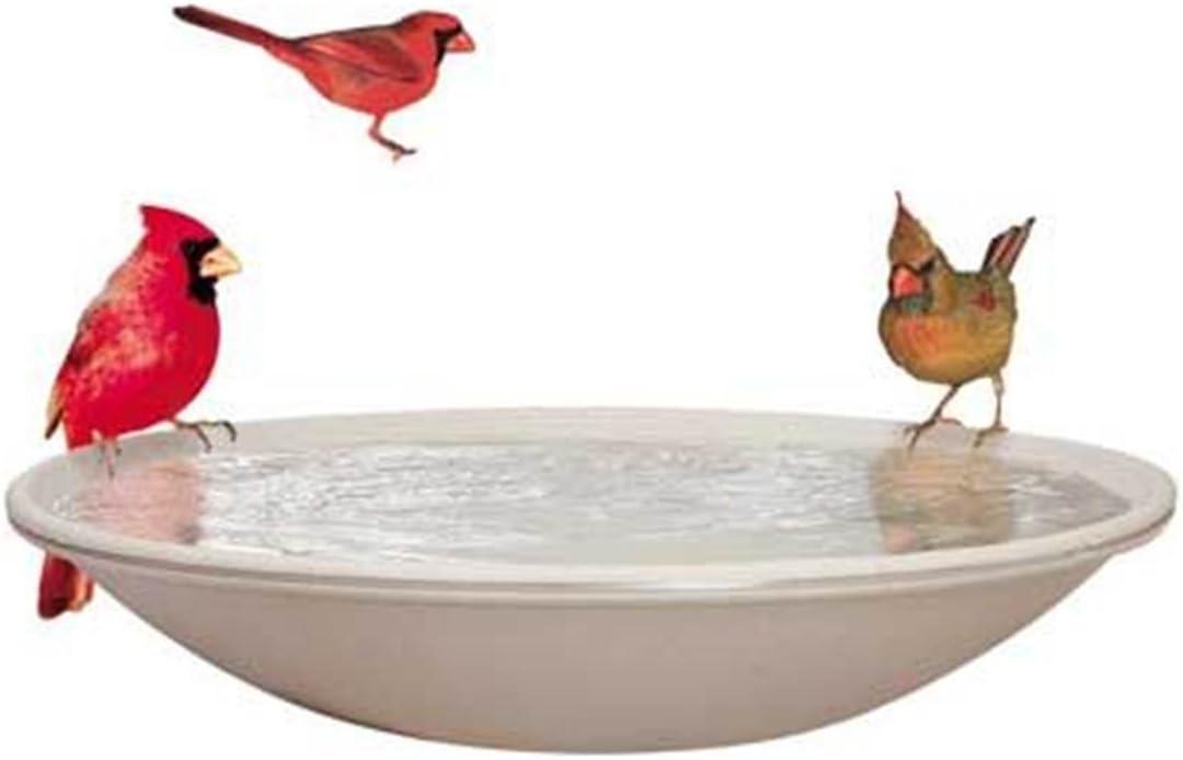 Beige Plastic Heated Deck-Mounted Bird Bath, 21" Diameter