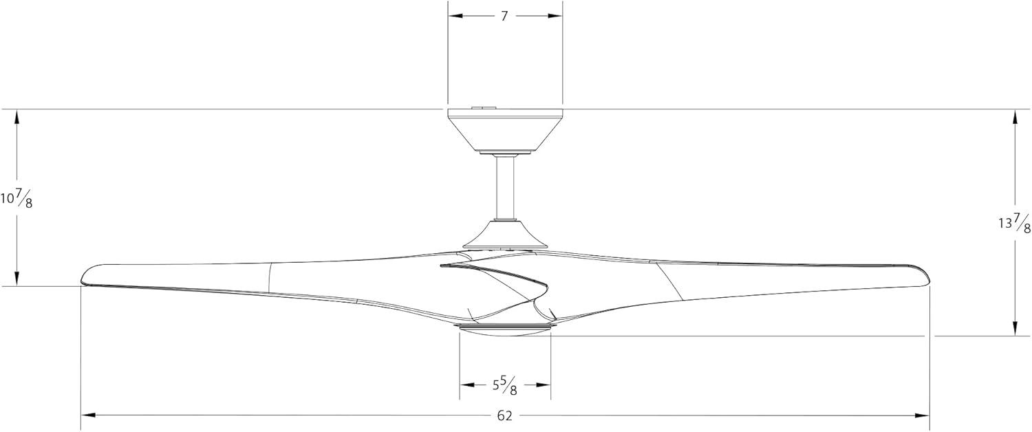 Zephyr 62" Matte Black Dimmable LED Smart Ceiling Fan with Remote Control