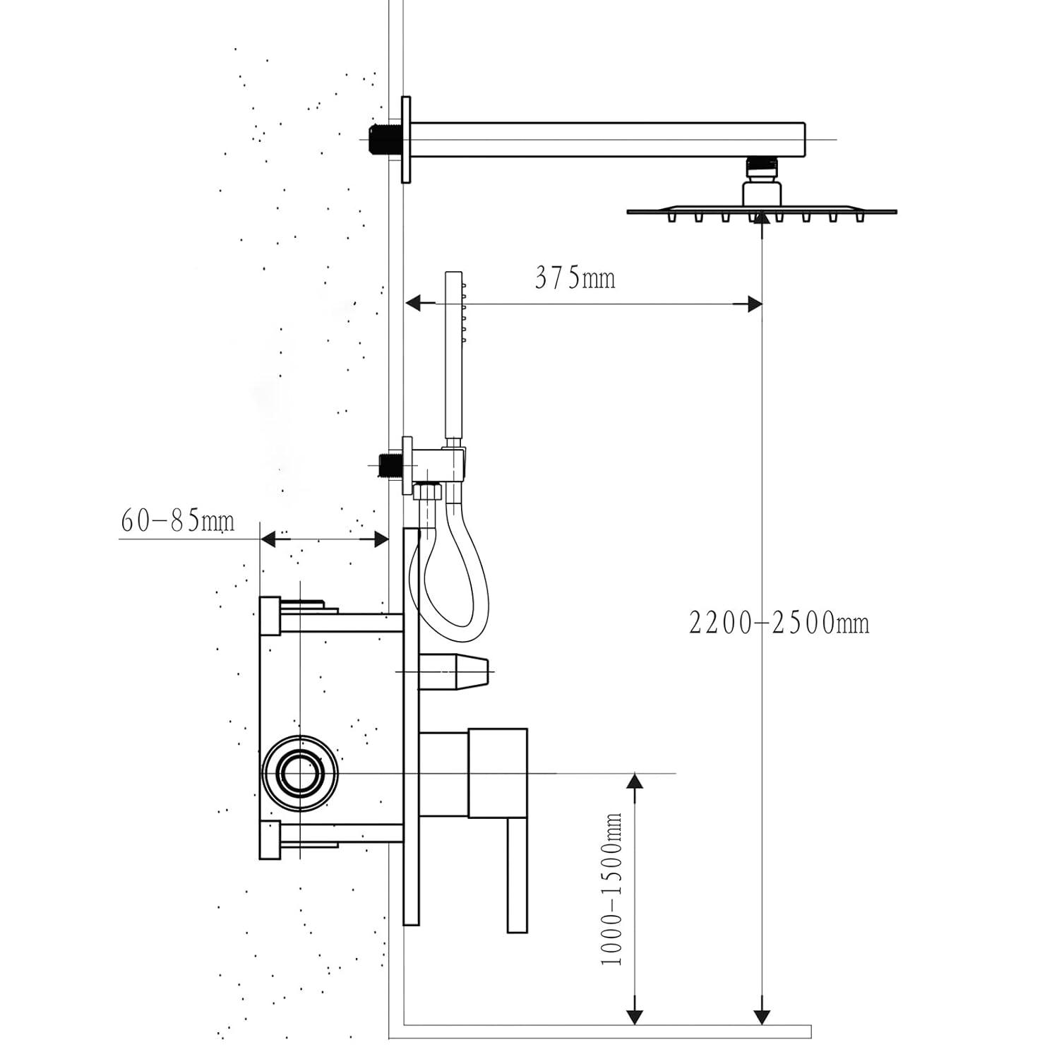AWZTOO Wall Mounted Shower Faucet With Hand Shower Modern Shower System Set 10 Inch Rainfall Shower Head With Pressure Balance Valve Brushed Nickel