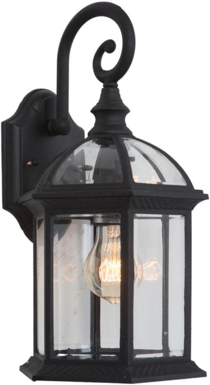 Black Beveled Glass Outdoor Wall Lantern with Curved Handle