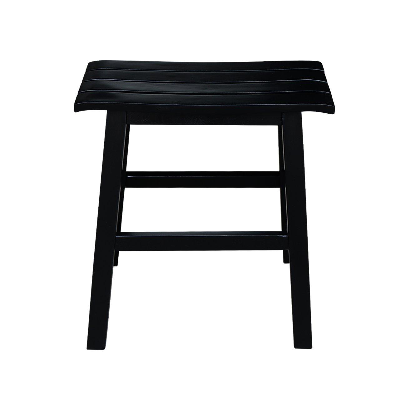 18" Slat Seat Counter Height Barstool Black - International Concepts: Rubberwood, Backless