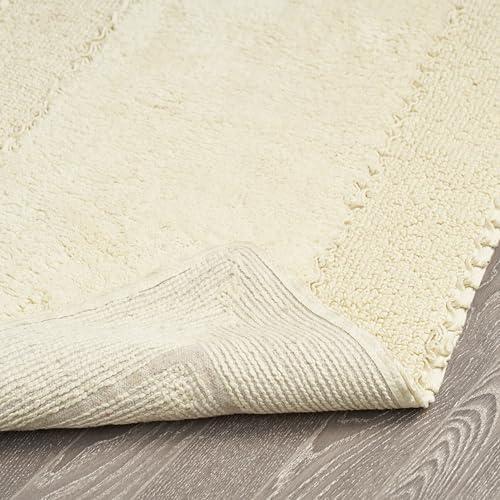 Laura Ashley Off-White Cotton Ruffle Border Bath Rug 20" x 34"