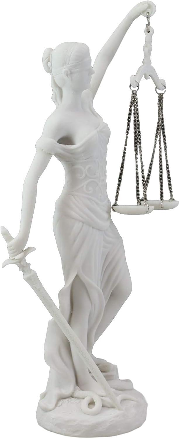 Hand Painted White Resin Lady Justice Statue for Home Office