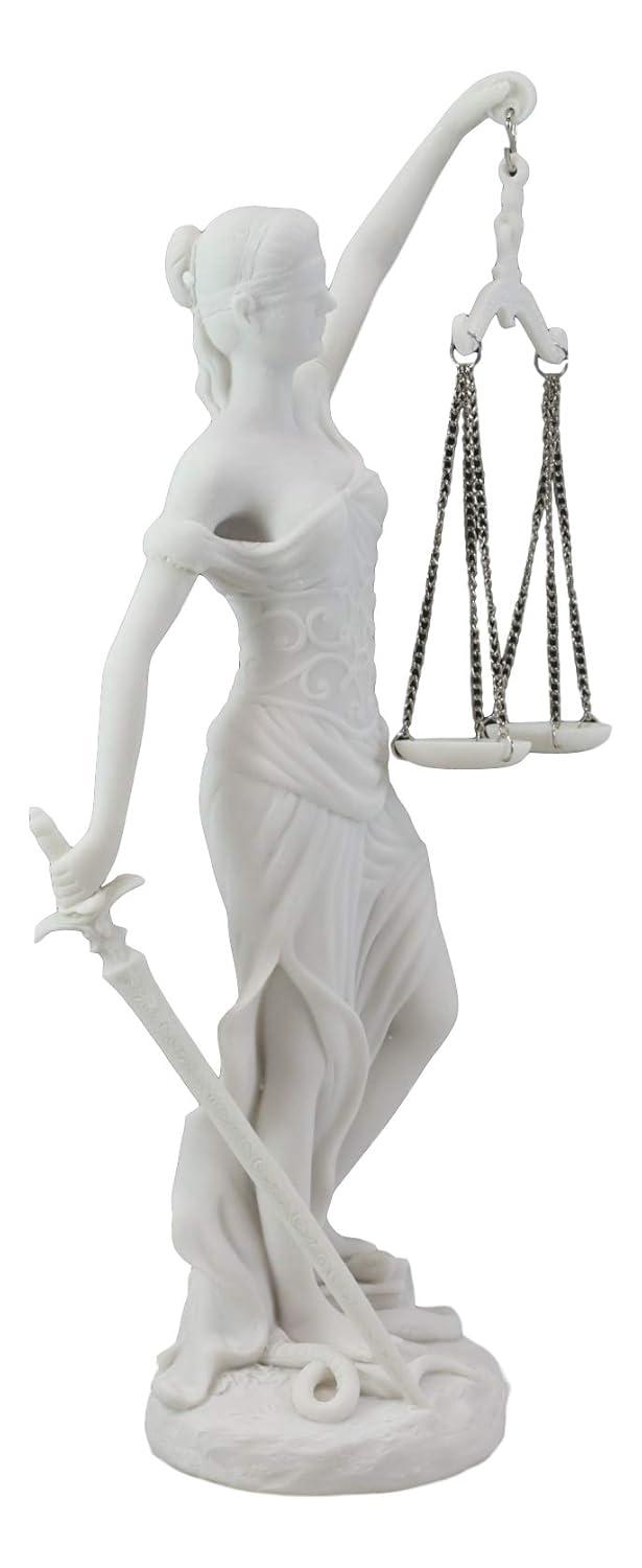 Hand Painted White Resin Lady Justice Statue for Home Office