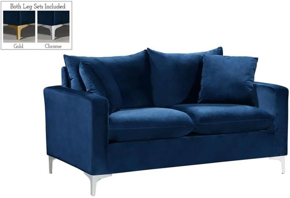 Meridian Furniture Naomi Contemporary Velvet Loveseat in Navy