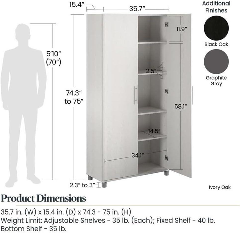 Systembuild Camberly 36" Utility Storage Cabinet, Ivory Oak