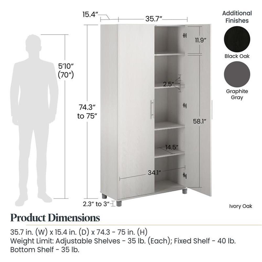 Systembuild Camberly 36" Utility Storage Cabinet, Ivory Oak