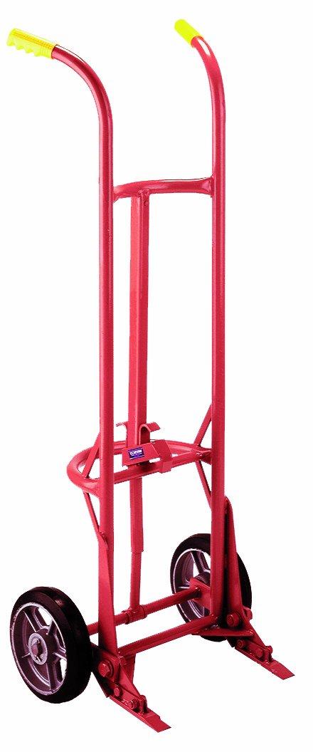 Heavy-Duty Red Steel Drum Truck with Rubber Wheels