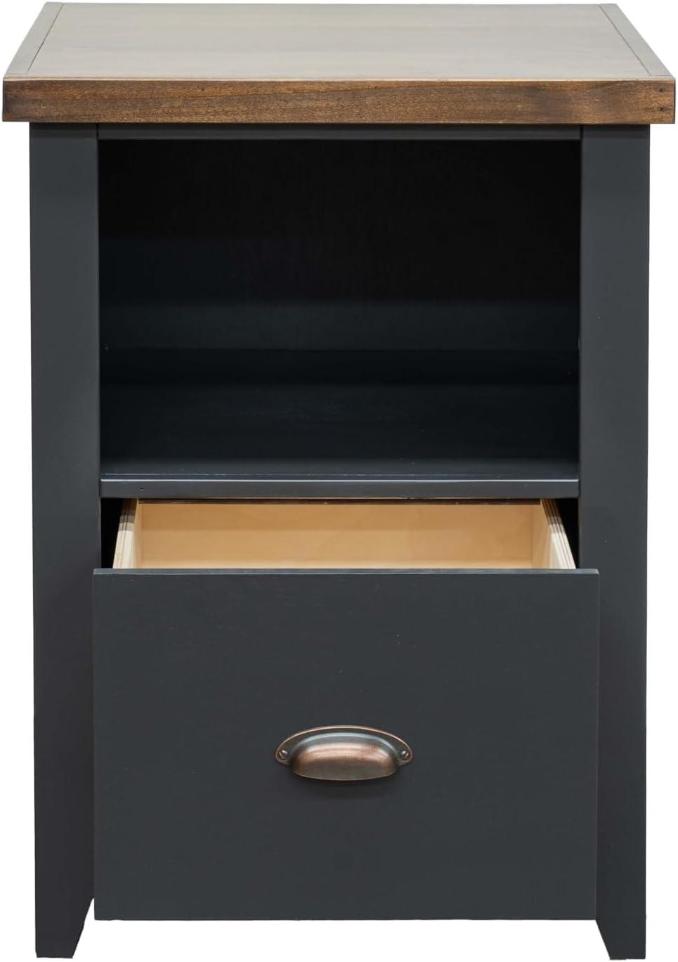 Bridgevine Home Essex 22 inch Wood 1-Drawer File, No Assembly Required, Black and Whiskey Finish