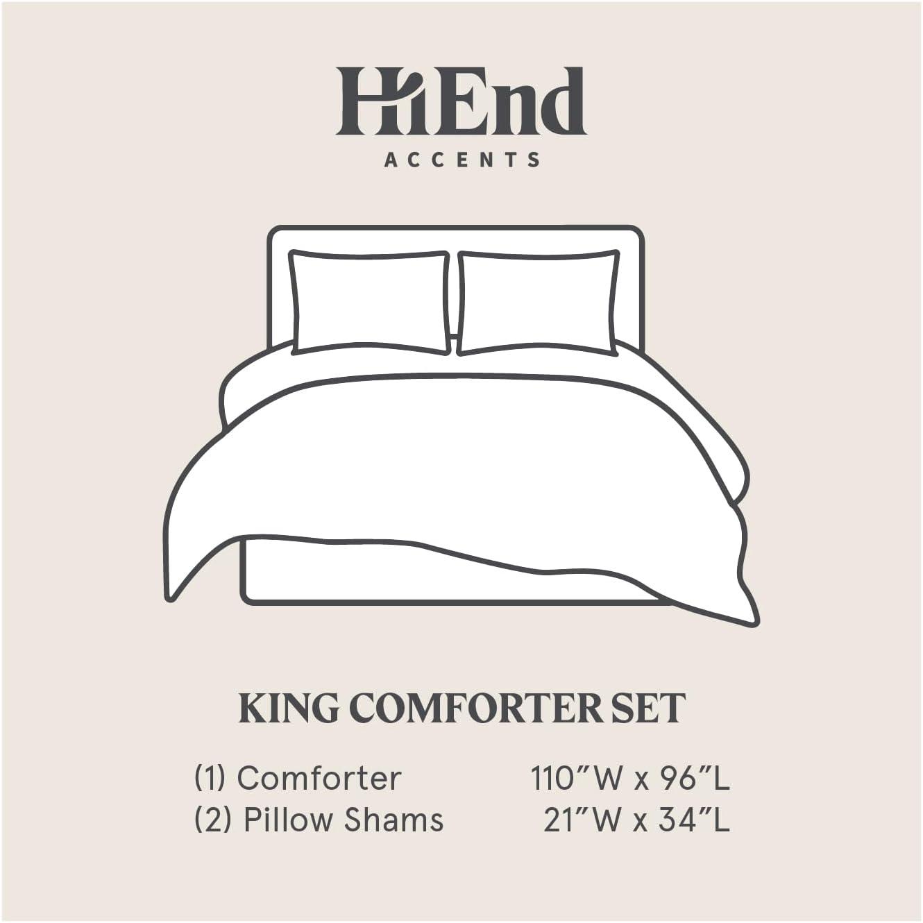HiEnd Accents Lyocell Jardin Watercolor Floral Chic Casual 3 Piece Comforter Set