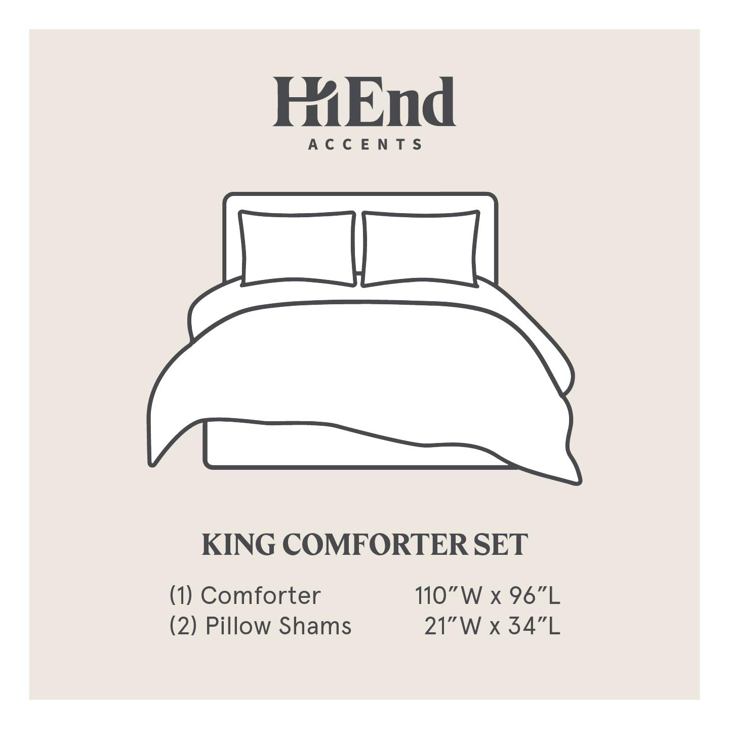 HiEnd Accents Lyocell Jardin Watercolor Floral Chic Casual 3 Piece Comforter Set