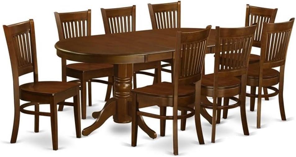 East West Furniture Vancouver 9-piece Wood Dining Room Set in Espresso