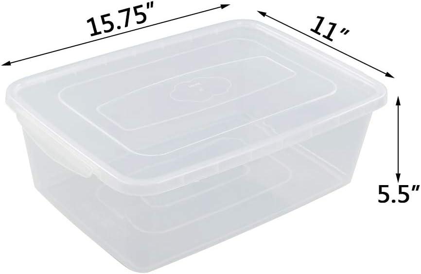 Clear Stackable Plastic Storage Boxes with Lids, 16 Quart, 2-Pack