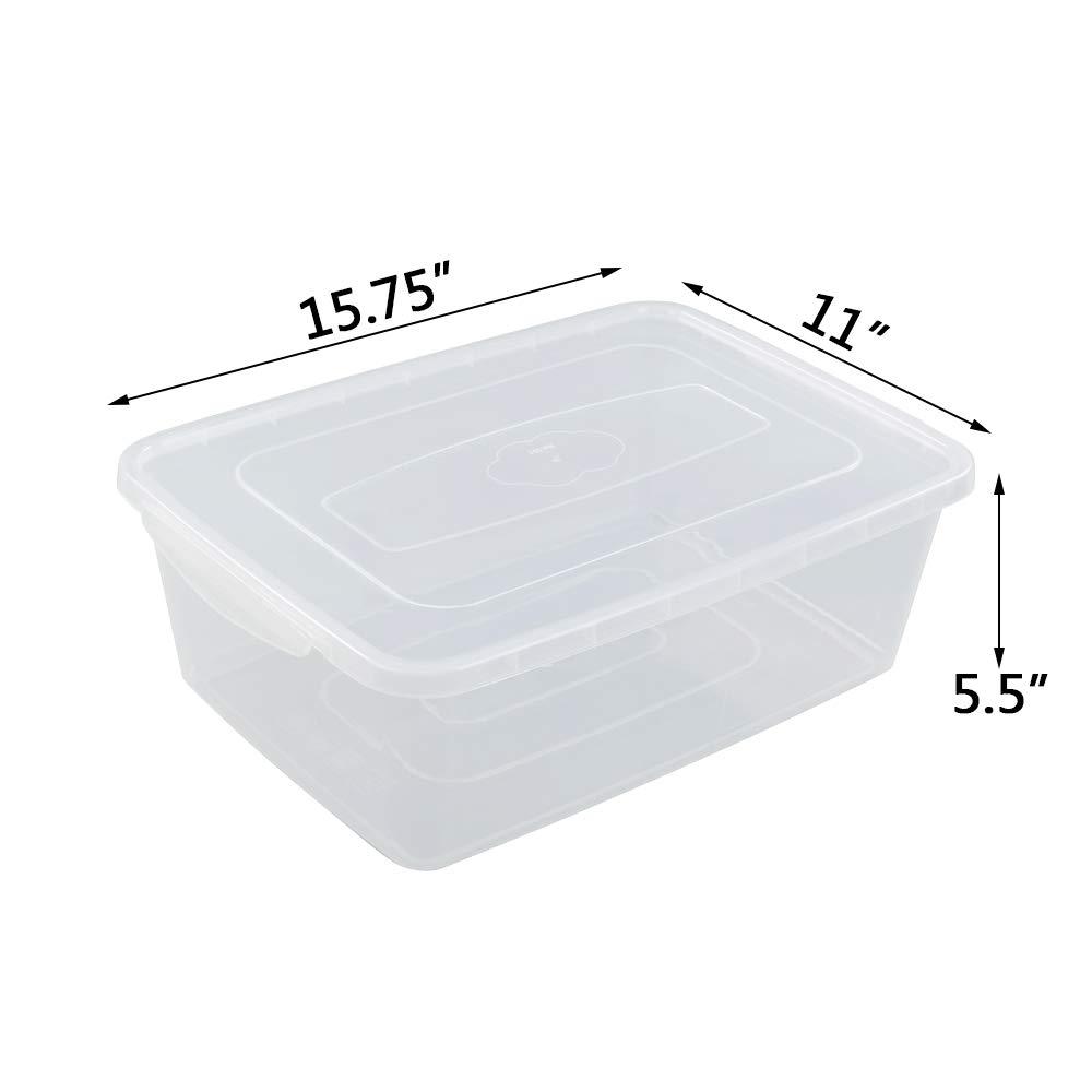 Zopnny 2-Pack Plastic Containers Box with Latching Lid, Stackable Nestable Storage Bins, Clear Pizza Dough Proofing Box, 16 Quart