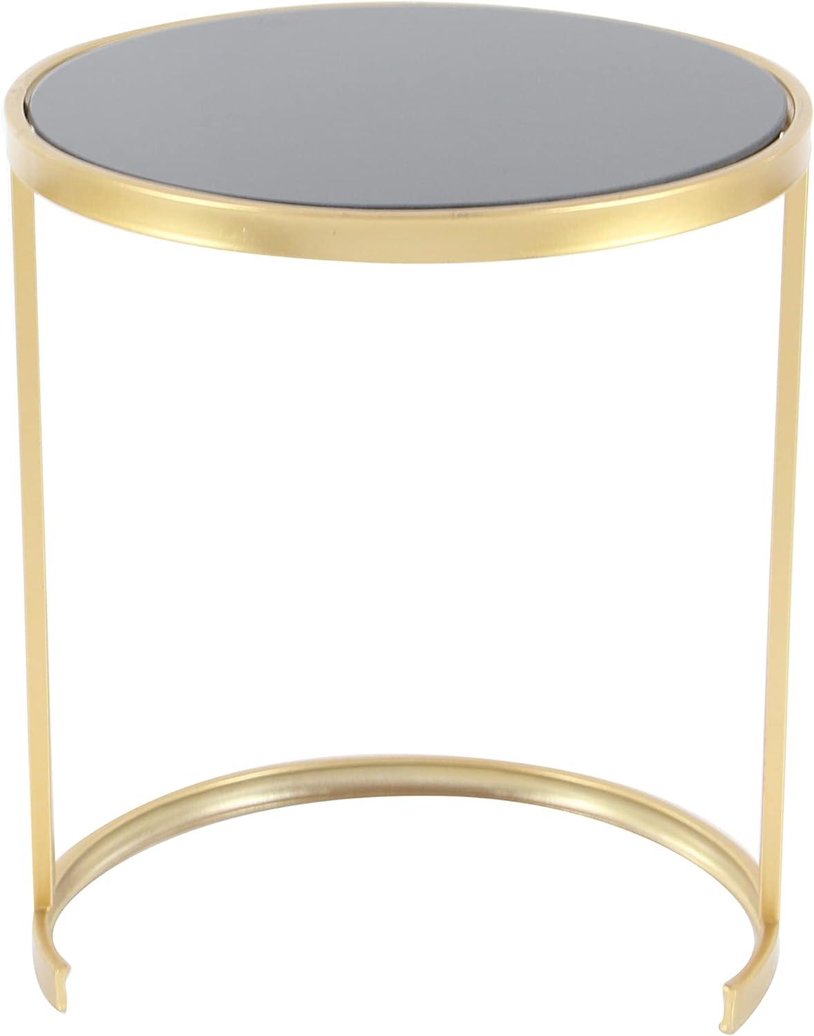 Elegant Gold Metal and Mirrored Glass Round Nesting Tables, Set of 3