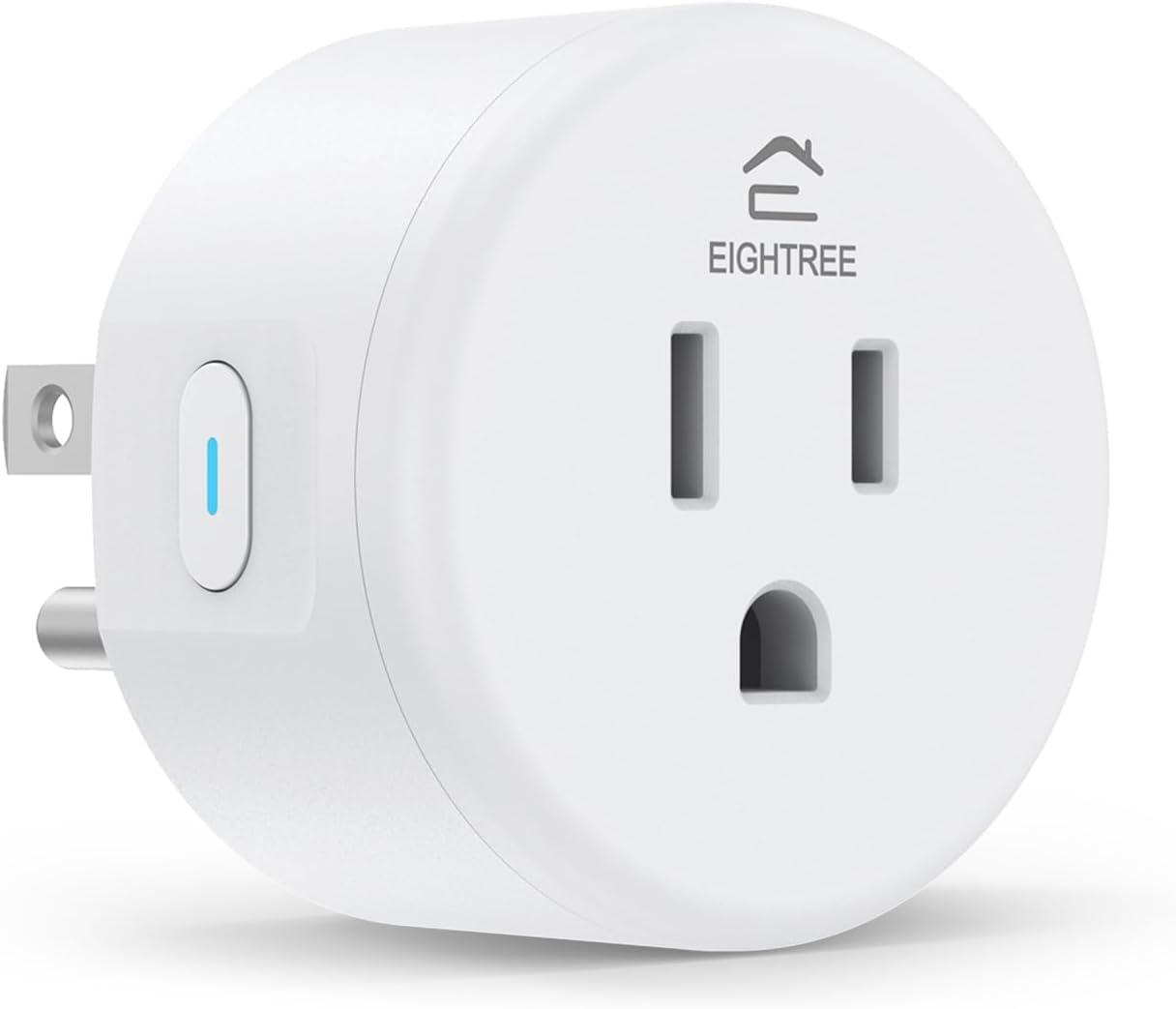 EIGHTREE Smart Plug 2025 Upgrade to 15A, Bluetooth & Wi-Fi Outlet Plug Dual Connection, Voice Control, Remote Control Outlet Timer Indoor, Smart Plugs That Work with Alexa & Google, 2.4GHz Wi-Fi Only