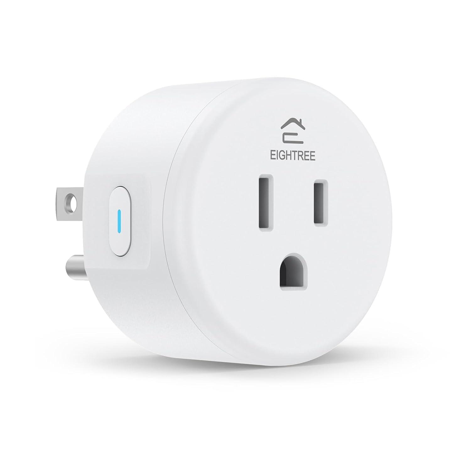 EIGHTREE Smart Plug 2025 Upgrade to 15A, Bluetooth & Wi-Fi Outlet Plug Dual Connection, Voice Control, Remote Control Outlet Timer Indoor, Smart Plugs That Work with Alexa & Google, 2.4GHz Wi-Fi Only