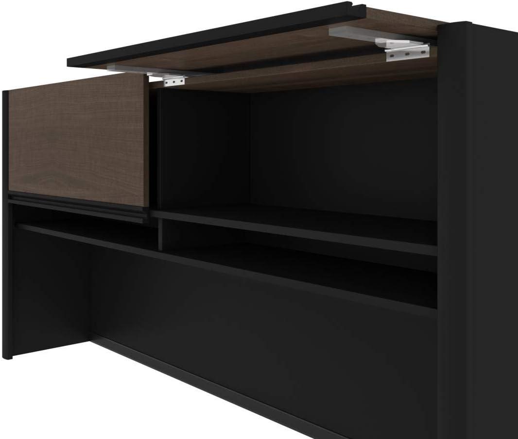 Bestar Connexion 5 Piece L Shaped Computer Desk with Hutch in Antigua and Black