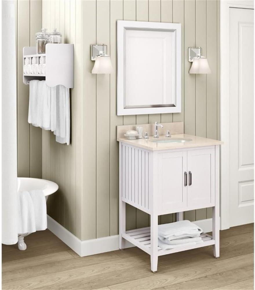 Alaterre 25" Bath Storage Shelf with Towel Rod, White