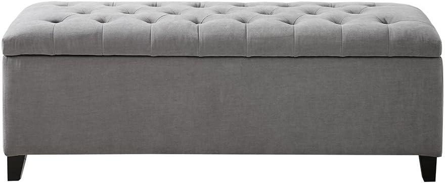 Selah Tufted Top Storage Bench - Gray: Upholstered Ottoman with Wood Legs, Polyester, Spot Clean