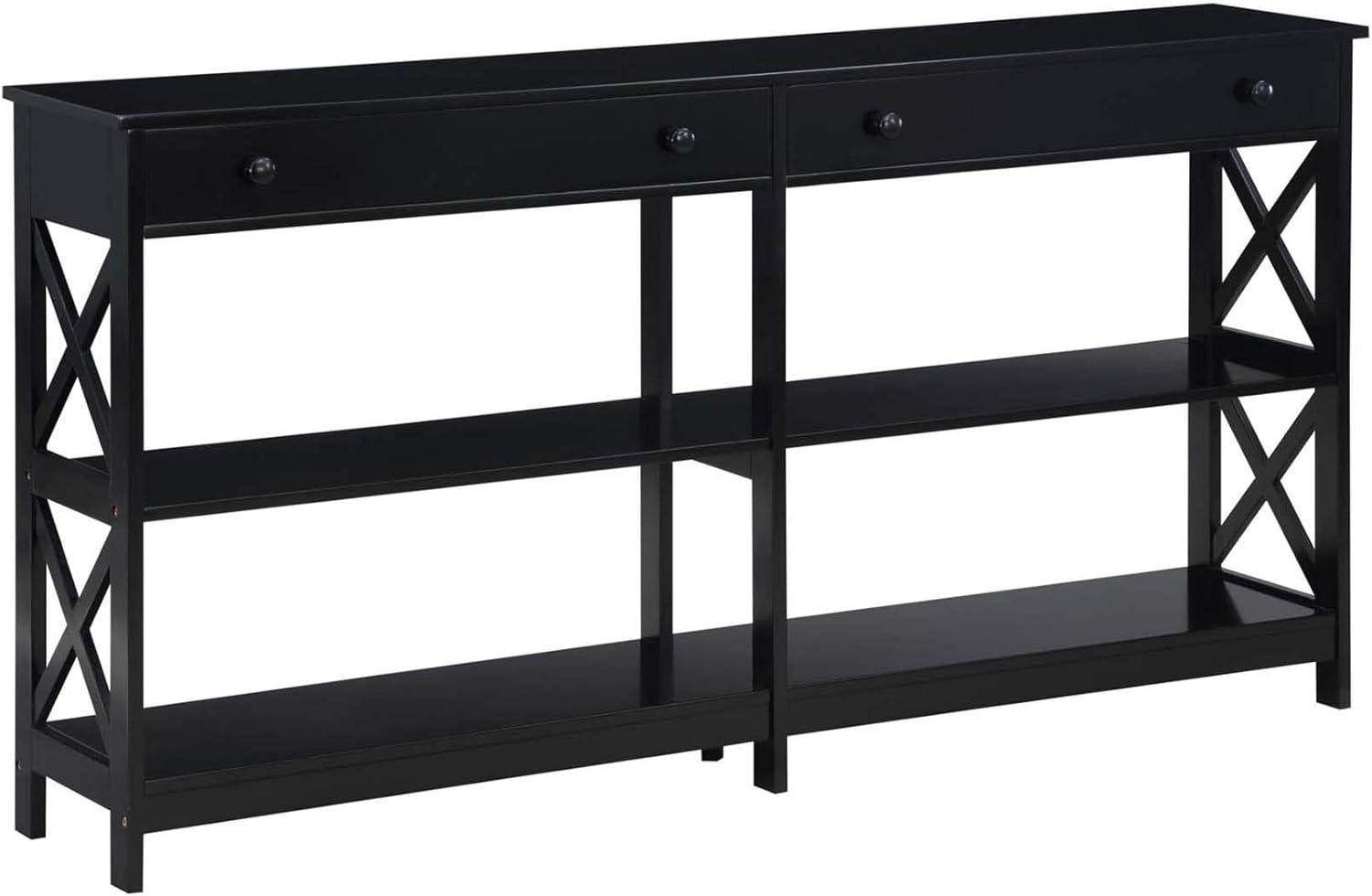 Oxford Black 60" Wood & Metal Console Table with Storage