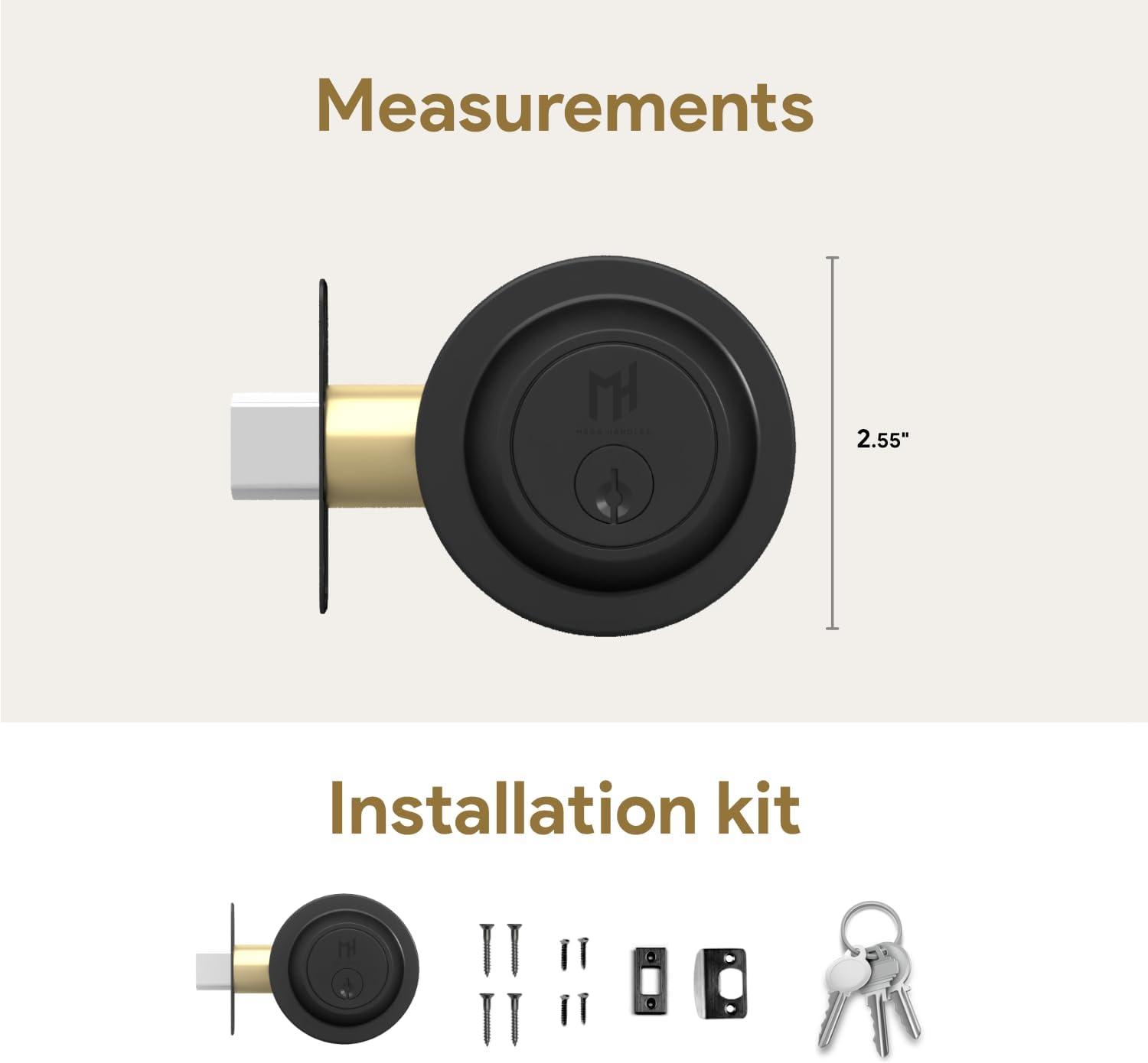 Matte Black Universal Handing Round Deadbolt for Entry Doors