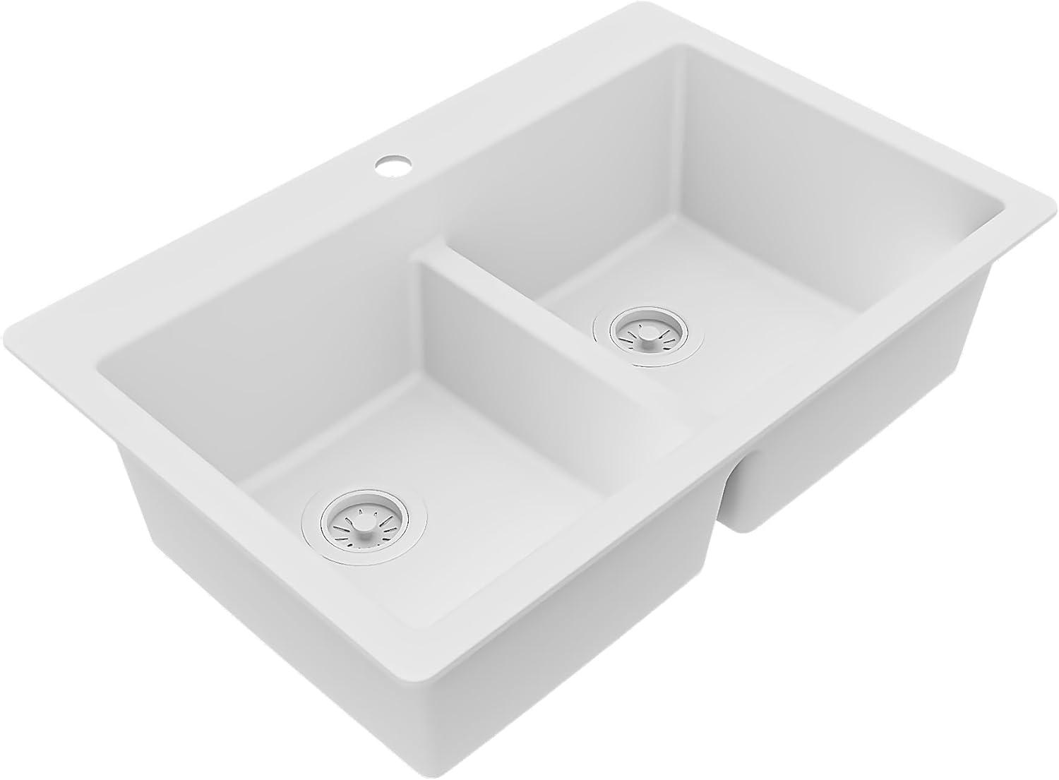 Karran Quartz 33'' X 22'' 50/50 Double Bowl Composite Drop-in Kitchen Sink