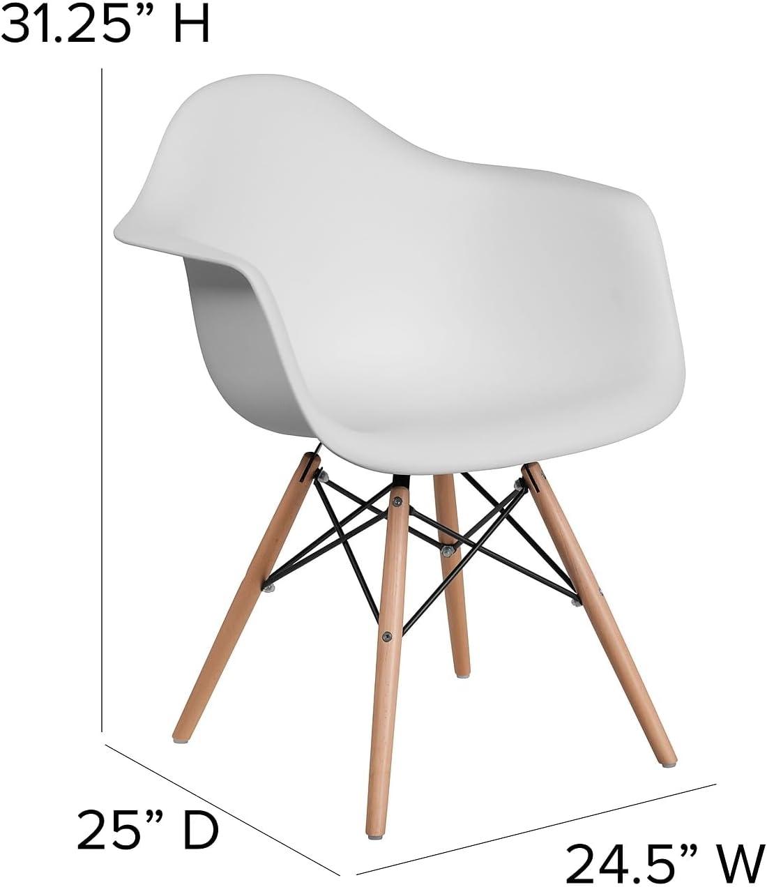 Flash Furniture Alonza Series White Plastic Chair with Wooden Legs