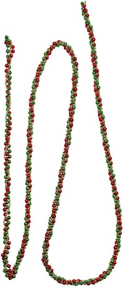 Kurt S. Adler 9-Foot Red, Green and Gold Bead Twisted Garland