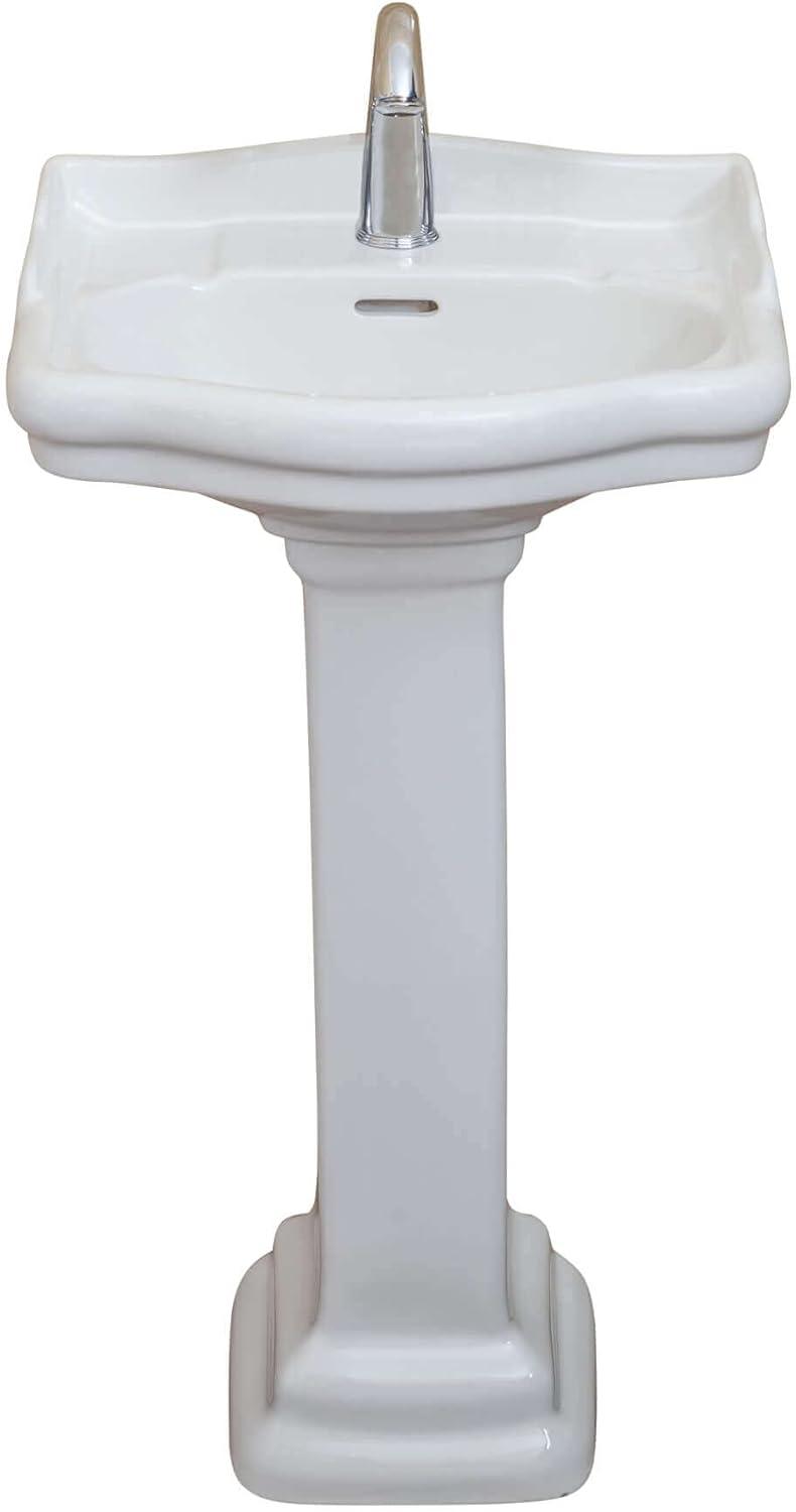 Roosevelt 18-Inch White Ceramic Pedestal Bathroom Sink