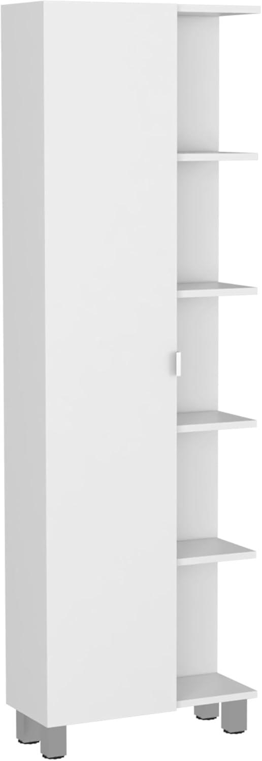 Elegant White Freestanding Corner Cabinet with Adjustable Shelving