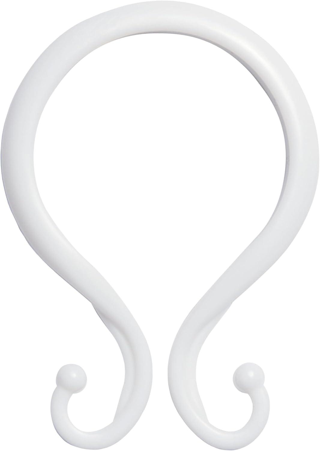 Kenney Rust-Proof Plastic Shower Curtain Double Hooks, Set of 12, White