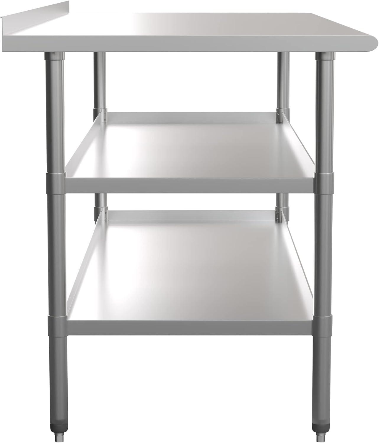 Woodford NSF Stainless Steel 18 Gauge Work Table - Backsplash and 2 Shelves