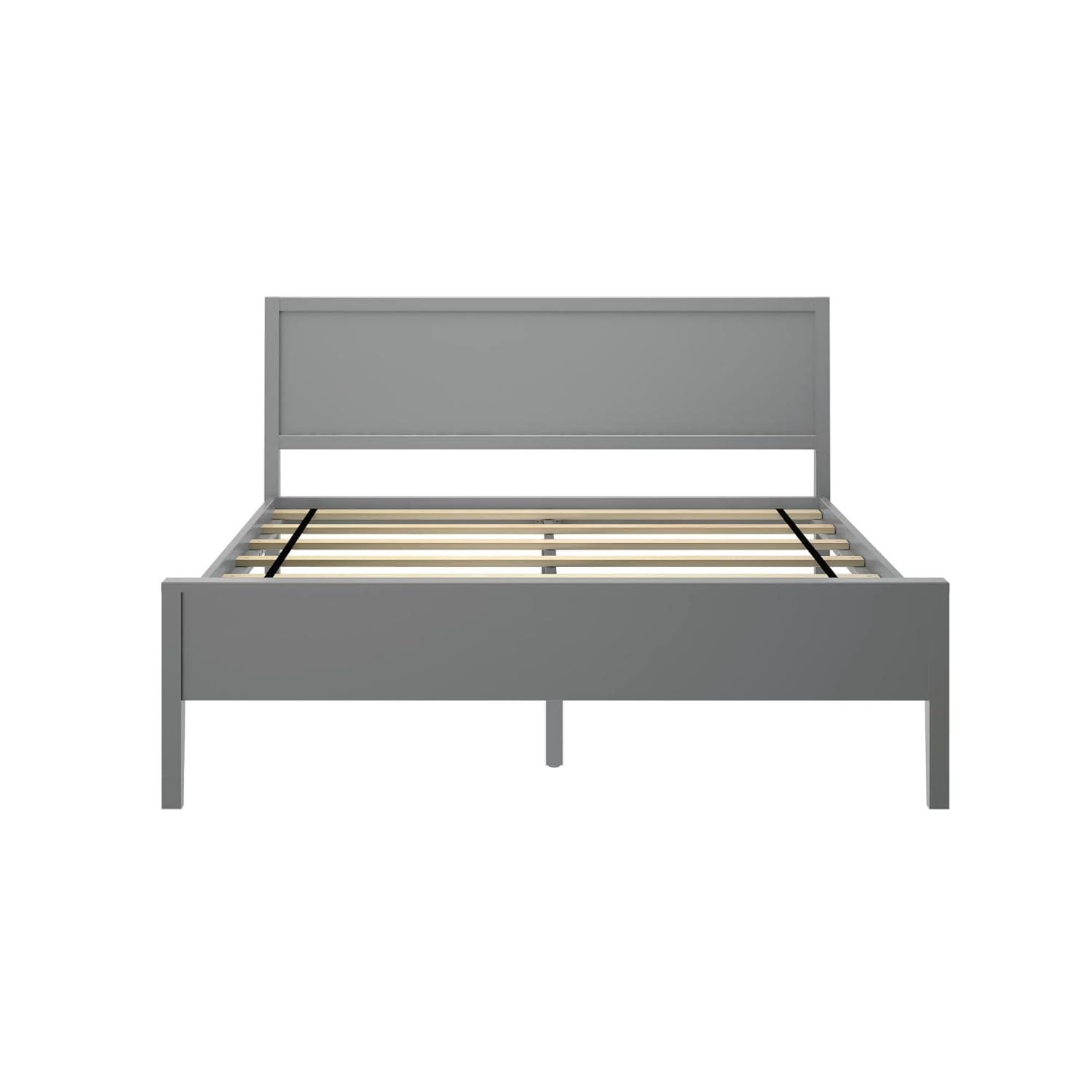 Plank+Beam Solid Wood Queen Bed Frame with Headboard, Modern Platform Bed for Adults