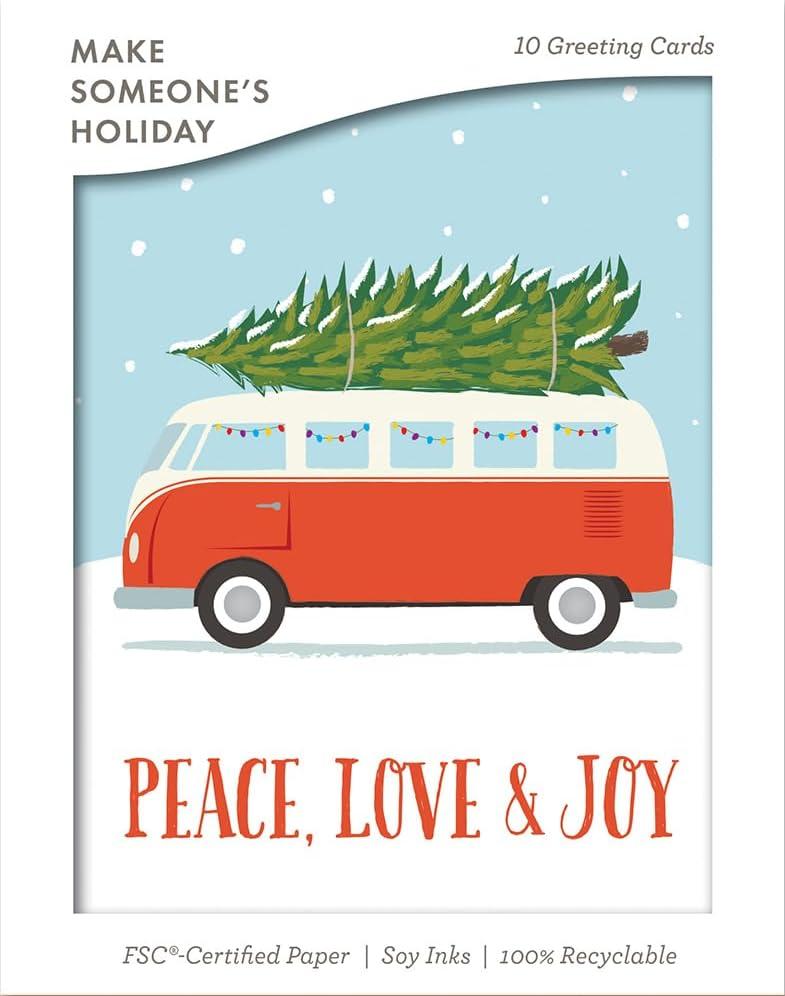 Compendium Boxed Note Cards – 10-Count Holiday Cards with Envelopes – Festive Tree Transport
