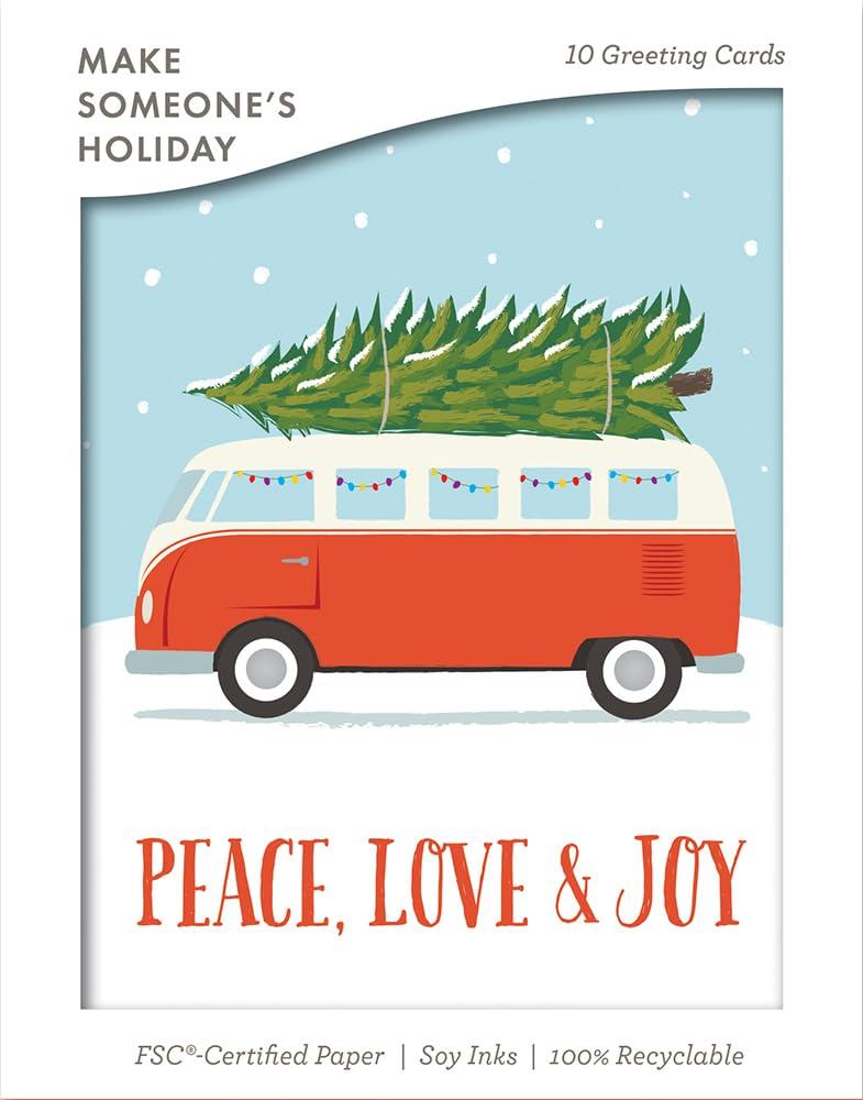 Compendium Boxed Note Cards – 10-Count Holiday Cards with Envelopes – Festive Tree Transport