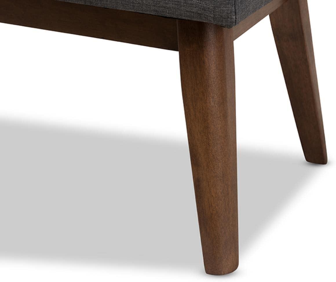 Baxton Studio Elia Mid Century Modern Walnut Wood Fabric Button Tufted Bench Dark Gray: Rubberwood Frame, Polyester Upholstery, 400lb Capacity