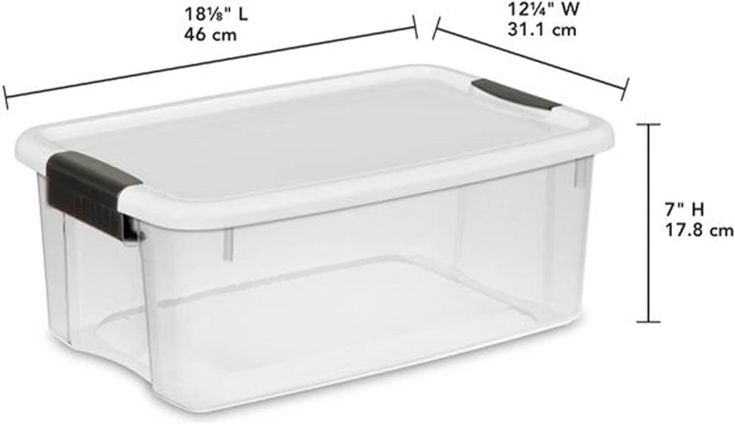 Clear Plastic Stackable Storage Bins with Latching Lids, 12-Pack