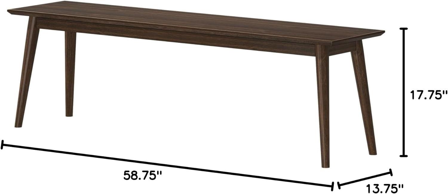 Plank+Beam 59" Mid Century Modern Dining Bench, Wooden Bench for Dining Room, Modern Entryway Bench, Dining Room Bench