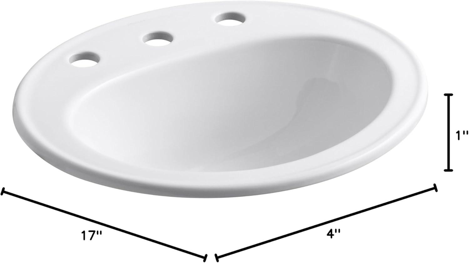 Pennington Ceramic Oval Drop-In Bathroom Sink with Overflow