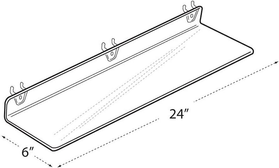 Clear Acrylic Shelf for Pegboard & Slatwall 24" x 6" x 2" , 4-Pack