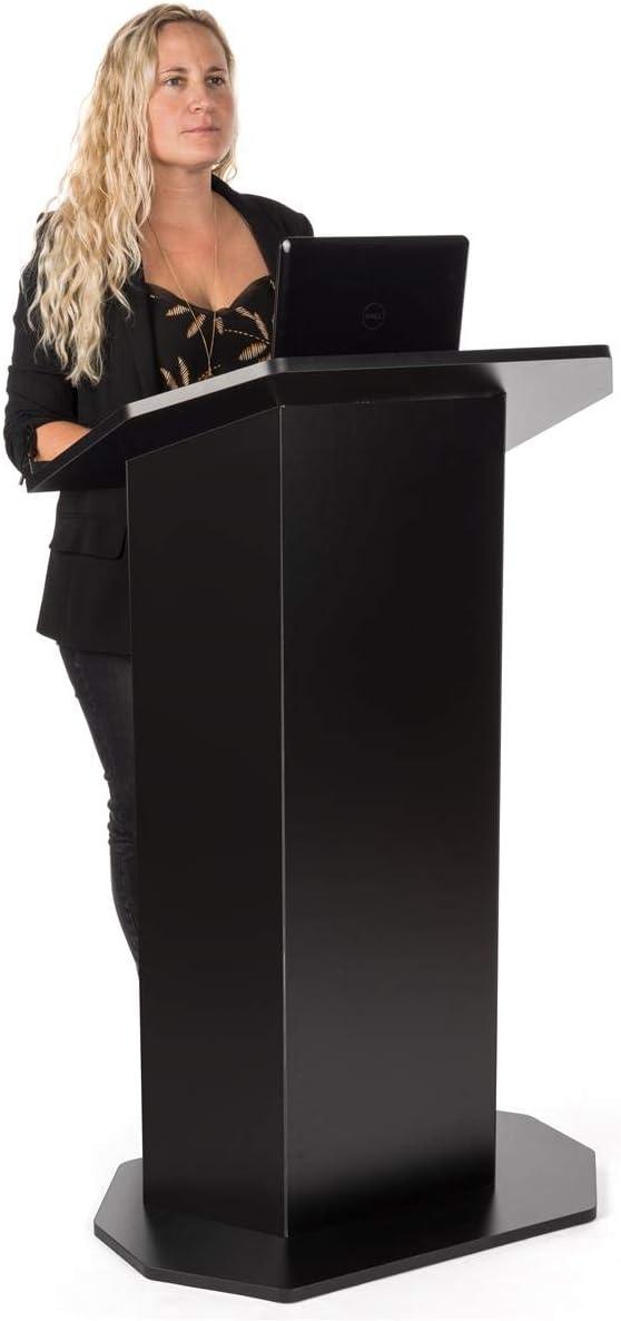 Displays2go Floor Podium with Reading Surface – Black (OLILCTOPBBK)