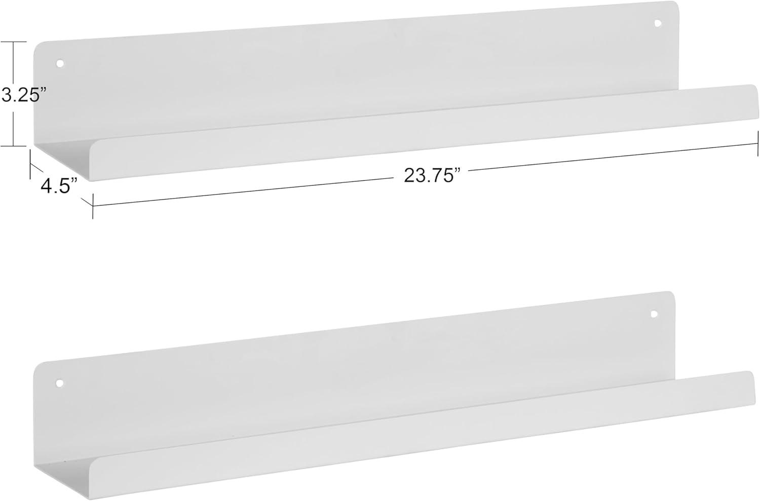 24" x 3" Mezzo Modern Metal Ledge Shelf Set White - Kate & Laurel All Things Decor