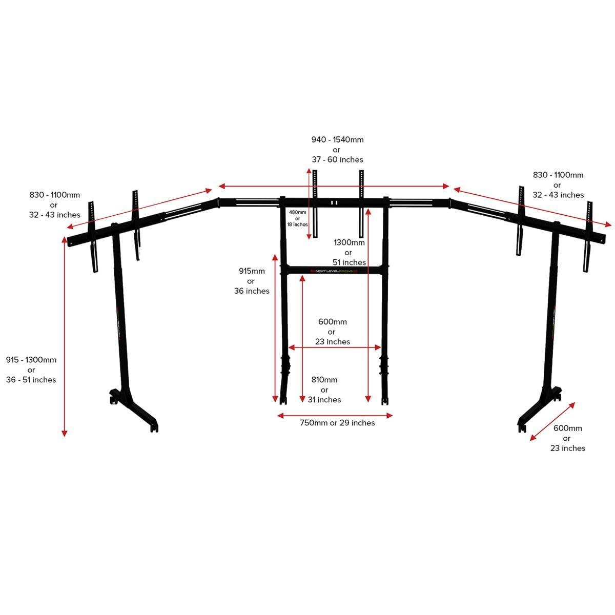 Next Level Racing Free Standing Triple Monitor Stand - Video Game Hardware Accessories - NLRA010