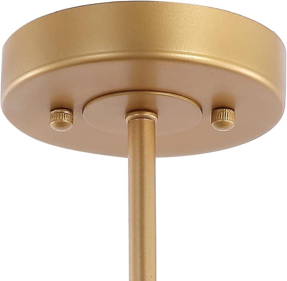 Jaynie 21.5" 5-Light Farmhouse Industrial Iron Cylinder LED Semi Flush Mount, Brass Gold/Clear