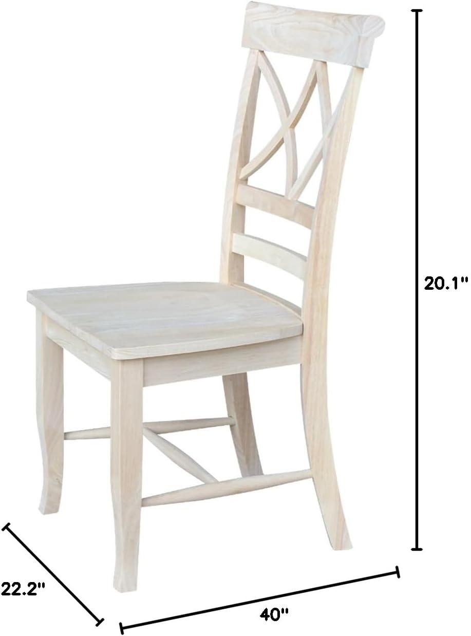 Set of Two White Wood Lattice Dining Chairs