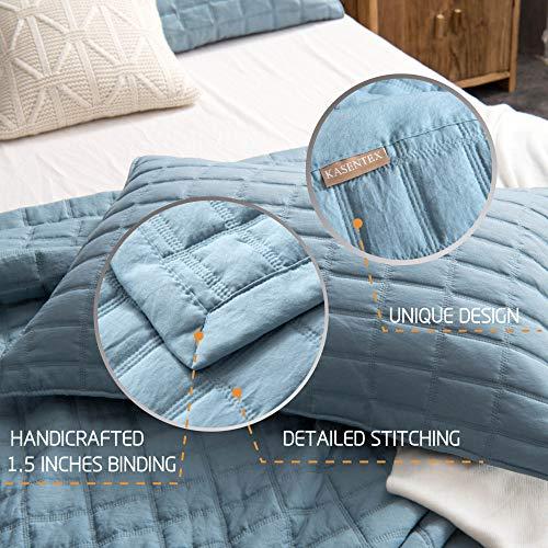 Country Rustic Organic Blue King Quilt Set with Reversible Microfiber