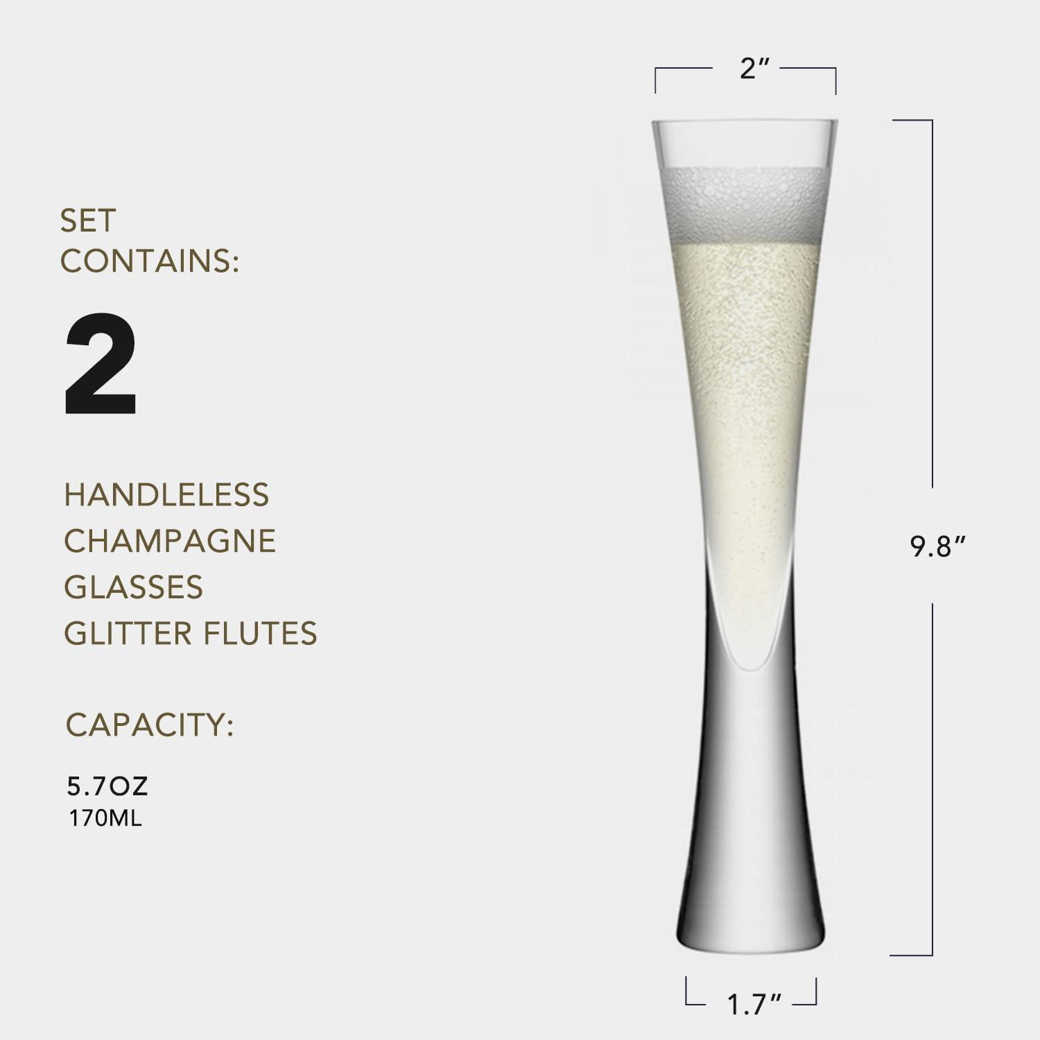 Clear Handcrafted Modern Champagne Flute Set of 2